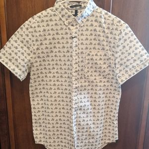 Men's Short Sleeve Unicycle Print Button Up